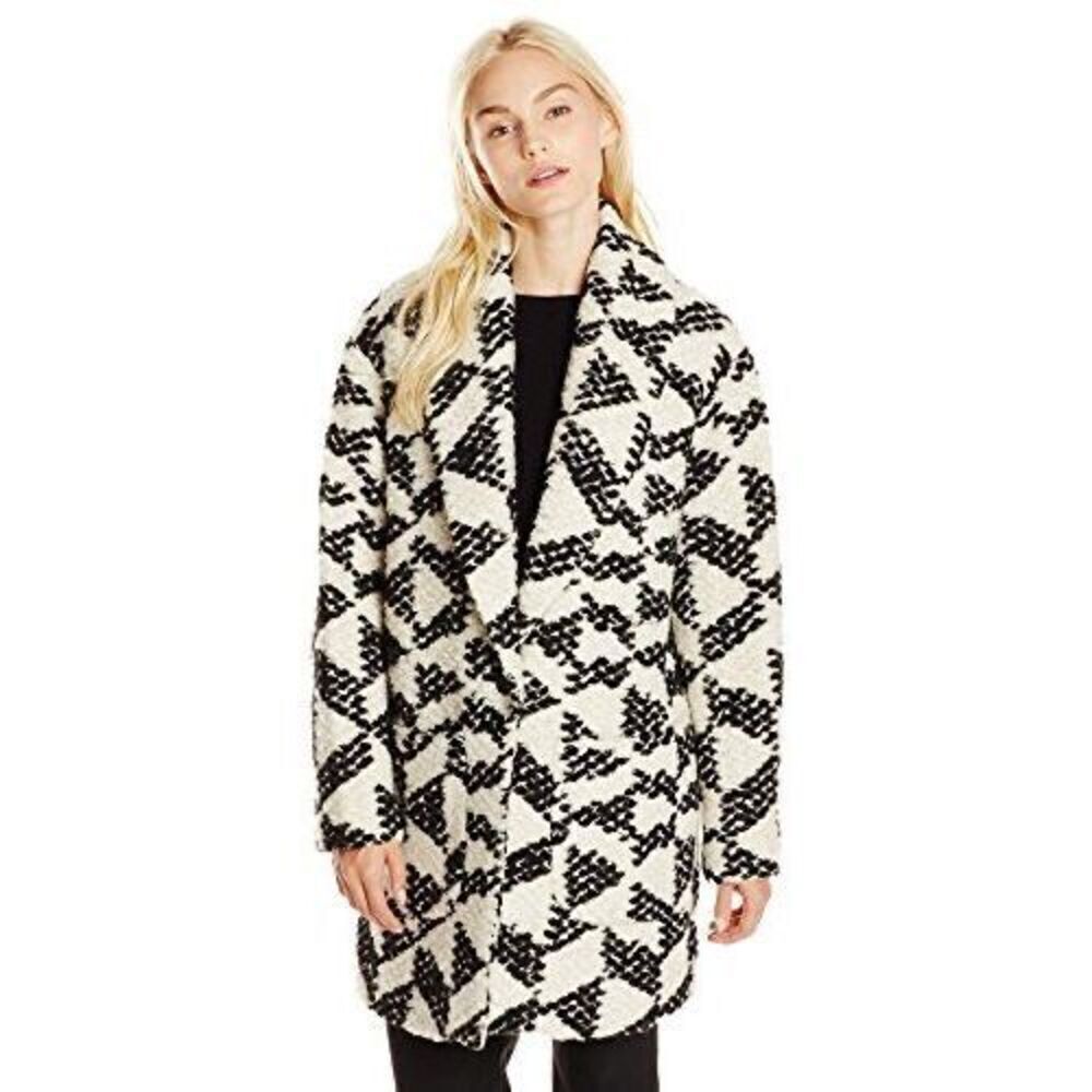 Scotch & Soda Geometric Wool Blend Cocoon Coat - Women’s Small